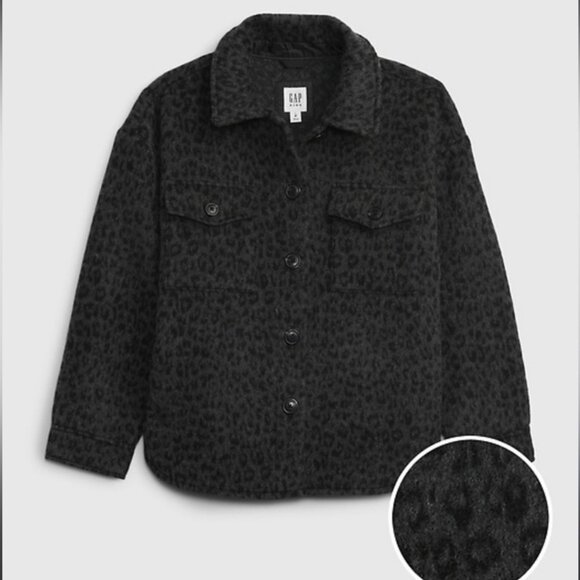 Gap Kids Youth Girl Cheetah Leopard Print Wool Blend Jacket Size Medium - Picture 1 of 6